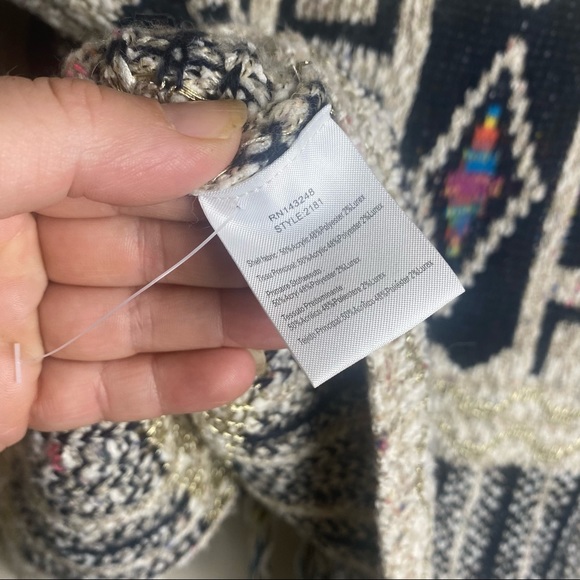 Anthropologie moth colorful side snap sweater with gold thread EUC SZ XS - Picture 5 of 10